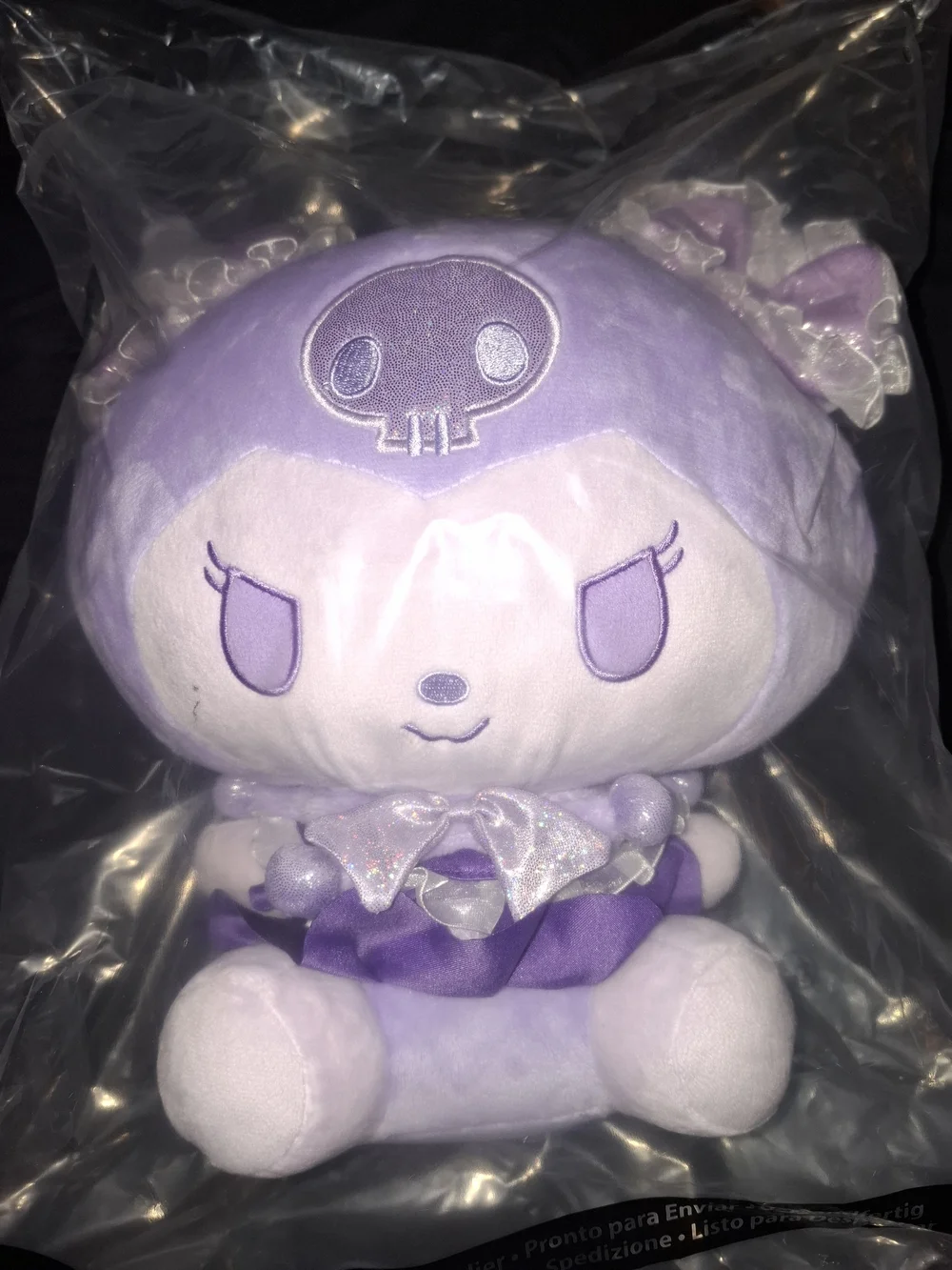 Hello Kitty Kuromi-Style Plush in Lavender and White
